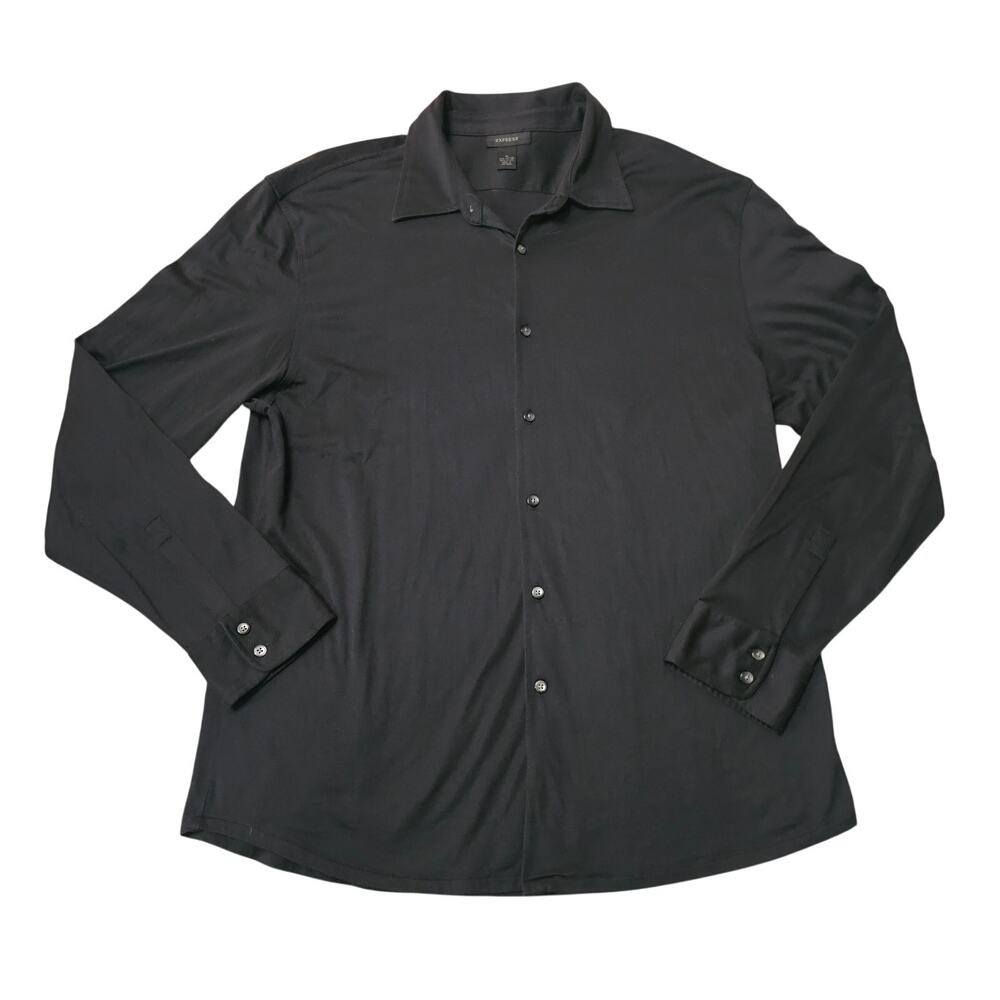 Express Men Size XL Black Button Up Shirt Long Sleeve